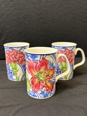 90’s Set of 3 Royal Doulton Cottagecore Blue China Elegant Florals